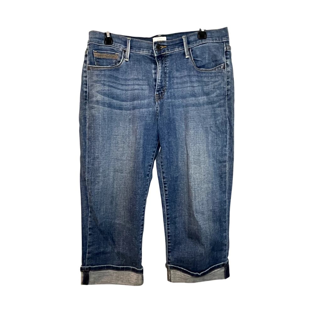 Levi Strauss & Co Womens Medium Wash Cuffed Denim Capri Jeans Blue Size 30W
